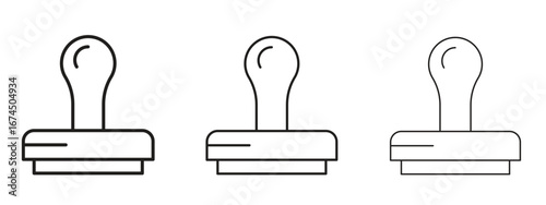 Stamp icon in linear versions. Editable line