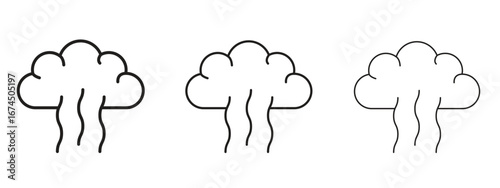 Smoke icon in linear versions. Editable line