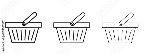 Shopping basket icon in linear versions. Editable line