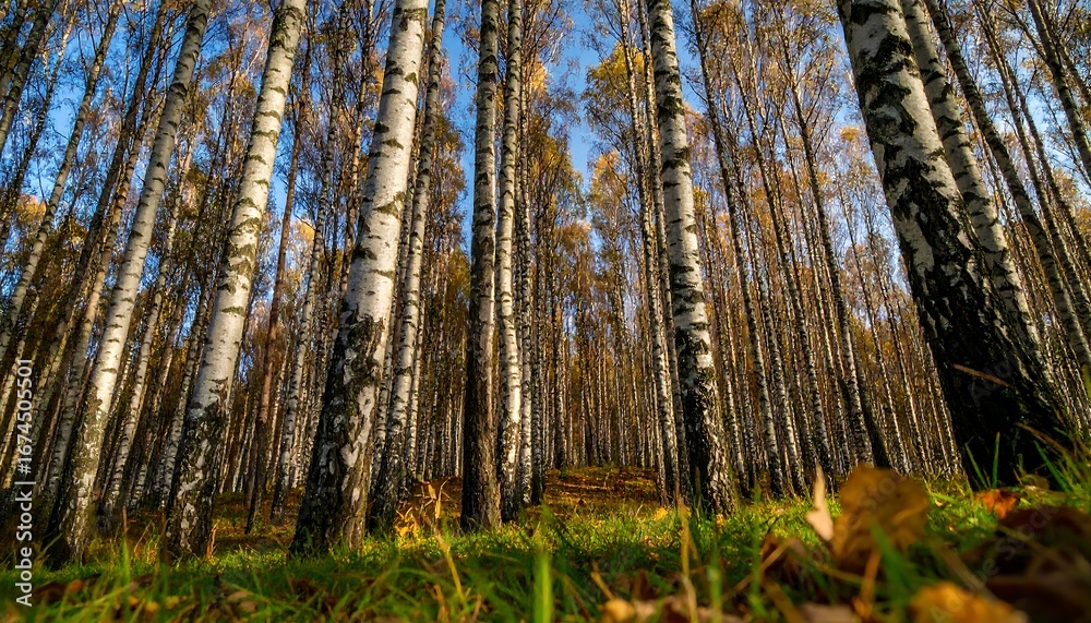 Obraz premium Autumn birch forest scene