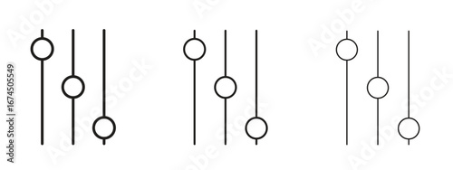 Settings sliders icon in linear versions. Editable line