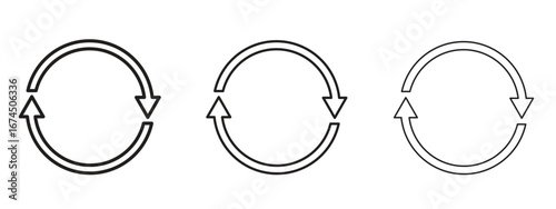 Recycle icon in linear versions. Editable line