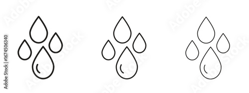 Raindrops icon in linear versions. Editable line
