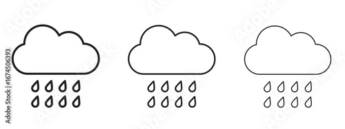 Rain icon in linear versions. Editable line