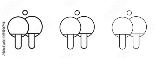 Ping pong icon in linear versions. Editable line