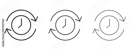 Past time icon in linear versions. Editable line