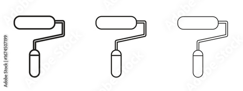 Paint roller icon in linear versions. Editable line