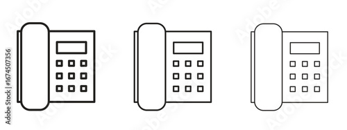 Office phone icon in linear versions. Editable line