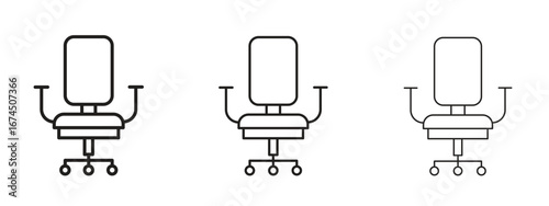 Office chair icon in linear versions. Editable line