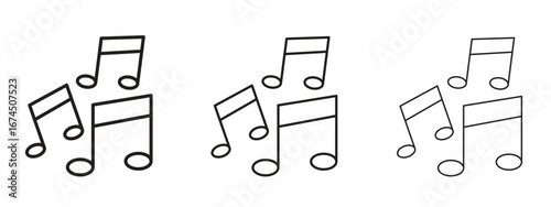 Music icon in linear versions. Editable line