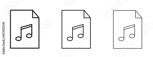 Music File icon in linear versions. Editable line