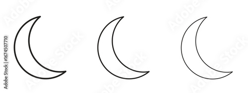 Moon icon in linear versions. Editable line
