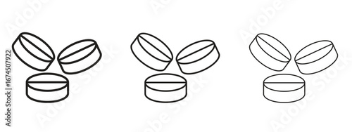 Medicine icon in linear versions. Editable line