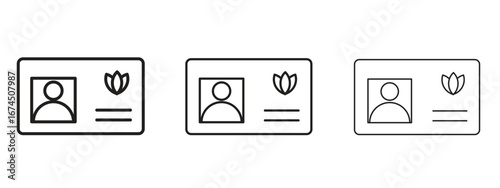 Medical marijuana card icon in linear versions. Editable line
