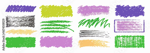 Colorful Hand-Drawn Scribble Texture Set: Design Elements
