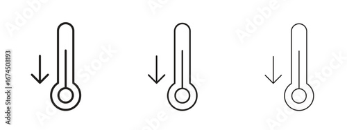 Low Temperature icon in linear versions. Editable line