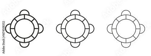 Life buoy icon in linear versions. Editable line