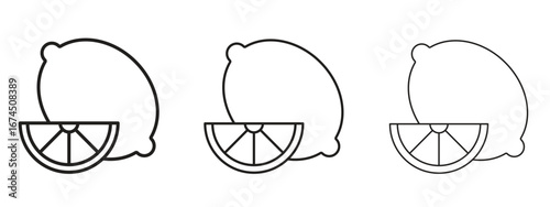 Lemon icon in linear versions. Editable line