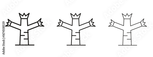 Joshua tree icon in linear versions. Editable line