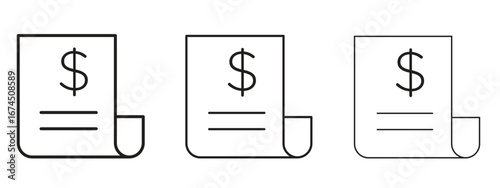 Invoice icon in linear versions. Editable line