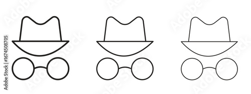 Incognito icon in linear versions. Editable line