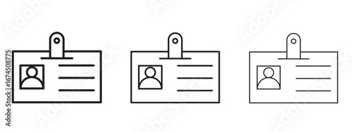 ID badge icon in linear versions. Editable line