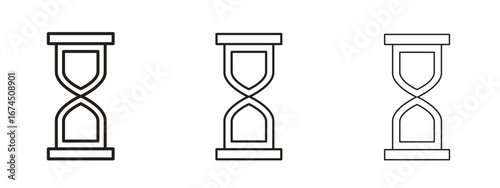 Hourglass end icon in linear versions. Editable line