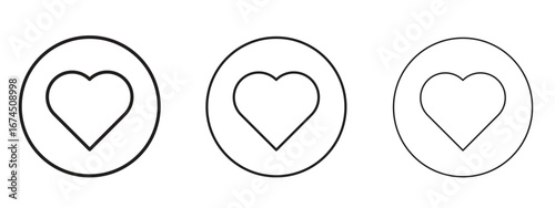 Heart icon in linear versions. Editable line