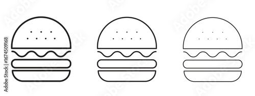 Hamburger icon in linear versions. Editable line