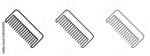 Hair brush icon in linear versions. Editable line