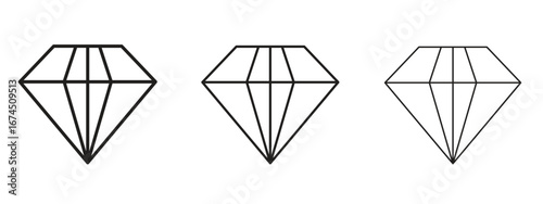 Gem icon in linear versions. Editable line