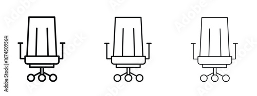 Gaming chair icon in linear versions. Editable line