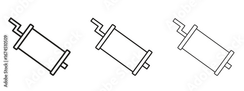 Exhaust pipe icon in linear versions. Editable line
