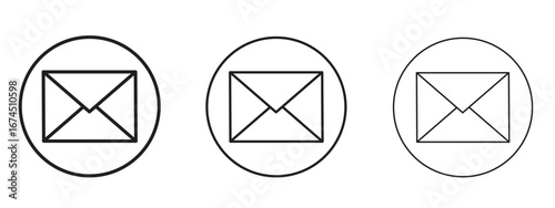 Envelope icon in linear versions. Editable line