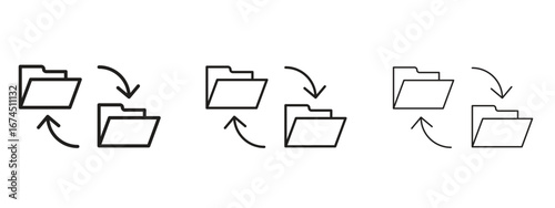 Data transfer icon in linear versions. Editable line