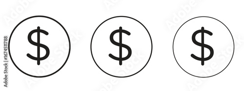 Coin icon in linear versions. Editable line