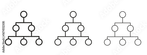 Chart tree icon in linear versions. Editable line