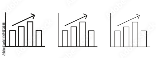 Chart histogram icon in linear versions. Editable line
