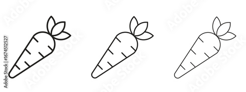 Carrot icon in linear versions. Editable line