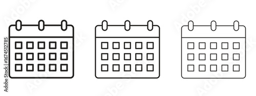 Calendar icon in linear versions. Editable line