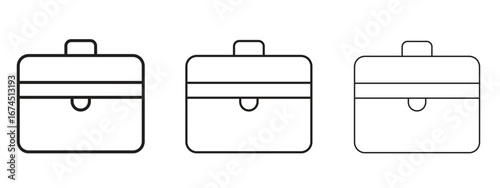 Briefcase icon in linear versions. Editable line