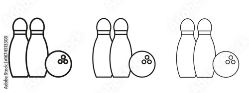 Bowling icon in linear versions. Editable line