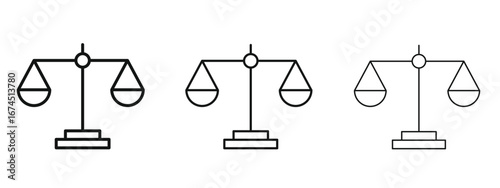 Balance scale icon in linear versions. Editable line