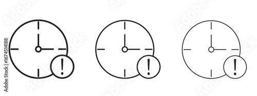 Alarm exclamation icon in linear versions. Editable line