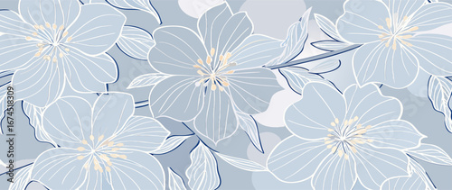 Elegant Light Blue Floral Pattern Background