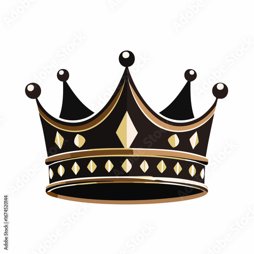 Black and gold crown diverse design isolated on white background. Royals crown symbol silhouette.