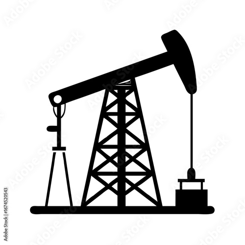 Vector art of oil pump jack icon, symbolizing petroleum extraction, energy production, and the oil and gas industry