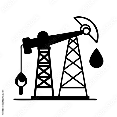 Illustration of an oil pump jack, representing the extraction of petroleum and the energy industry