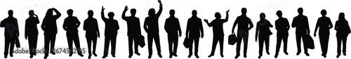 Silhouette of business people standing together, team collaboration, office professionals, teamwork concept, group communication, corporate success, isolated vector illustration