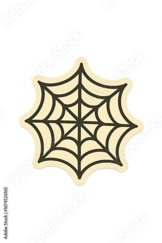 Decorative symmetrical spider web illustration in dark tones. PNG image with transparent background.
